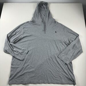 Polo Ralph Lauren Jersey Hooded T-Shirt Mens 4XB Gray Long Sleeve Pullover Pony